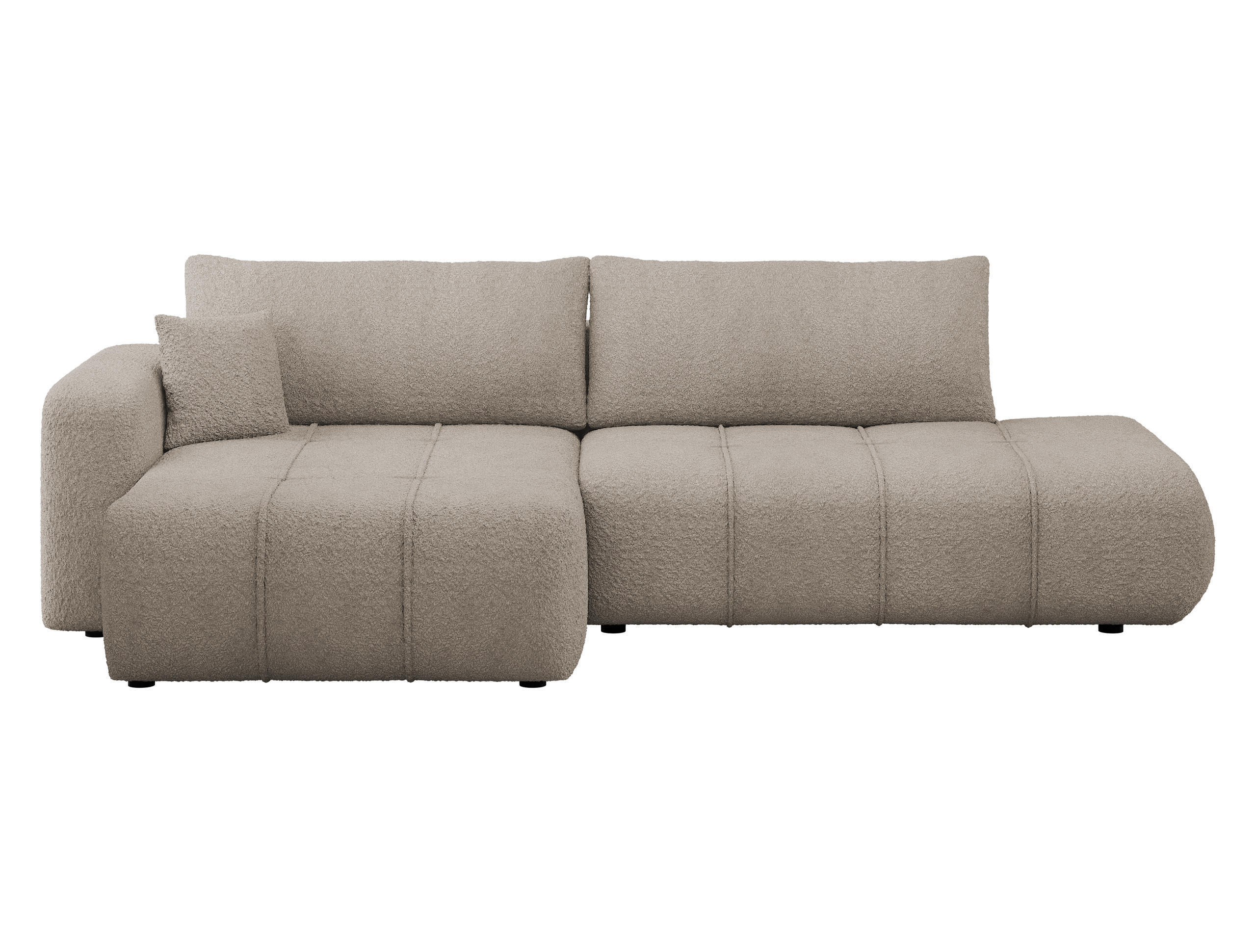 ECKSOFA Furyn O Boucle, Seite: Links - Schwarz/Braun, Holzwerkstoff/Kunststoff (262/145cm) - MIRJAN24