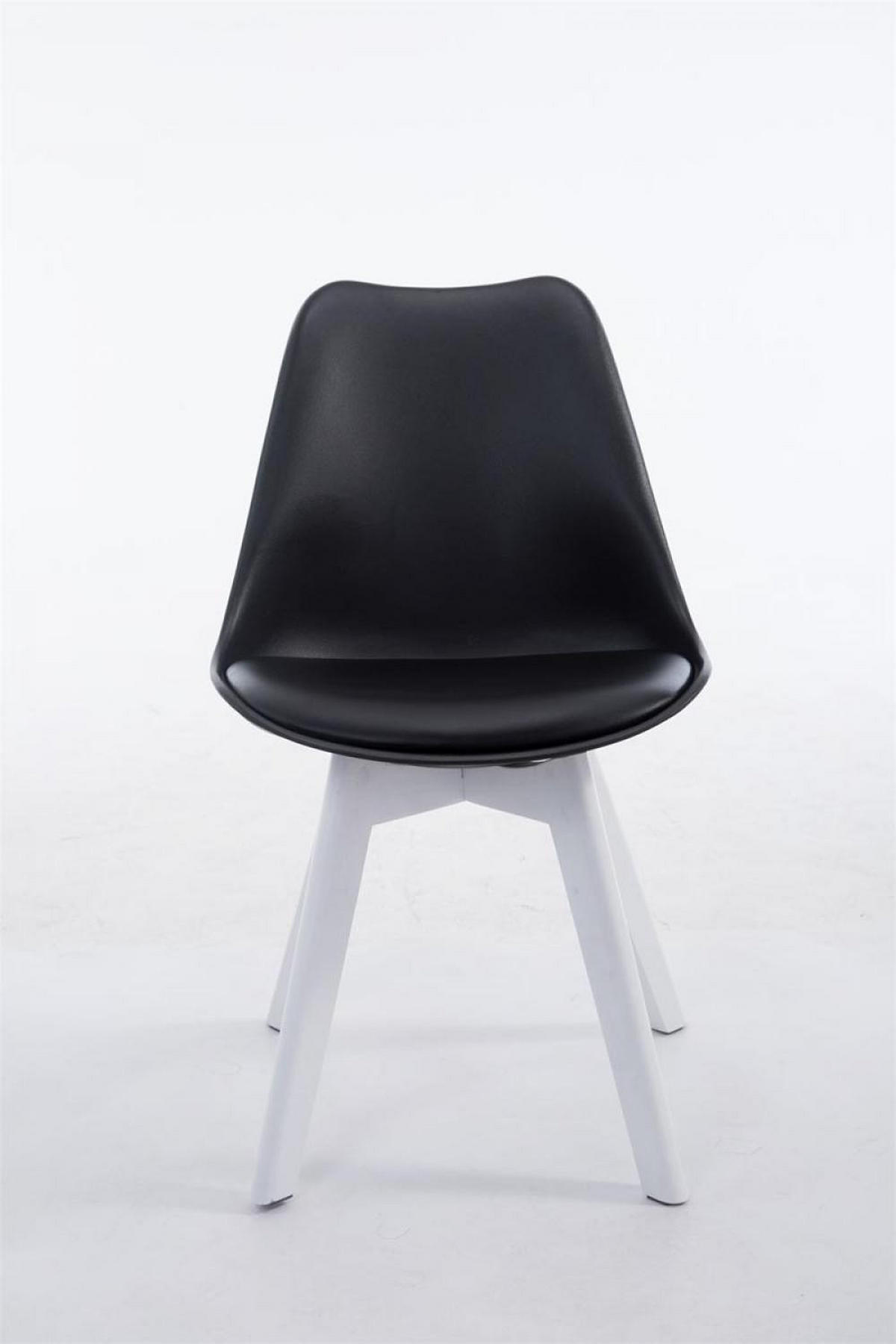 STUHL Lederlook schwarz - Schwarz/Weiß, Holz/Textil (48/84/41.5cm) - CLP
