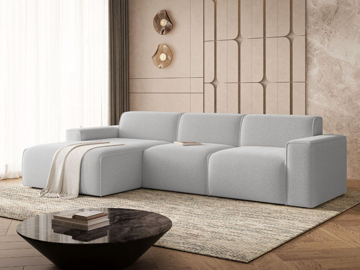 ECKSOFA Lavia Grau Links - Schwarz/Grau, Holz/Kunststoff (310/165cm) - Graingold