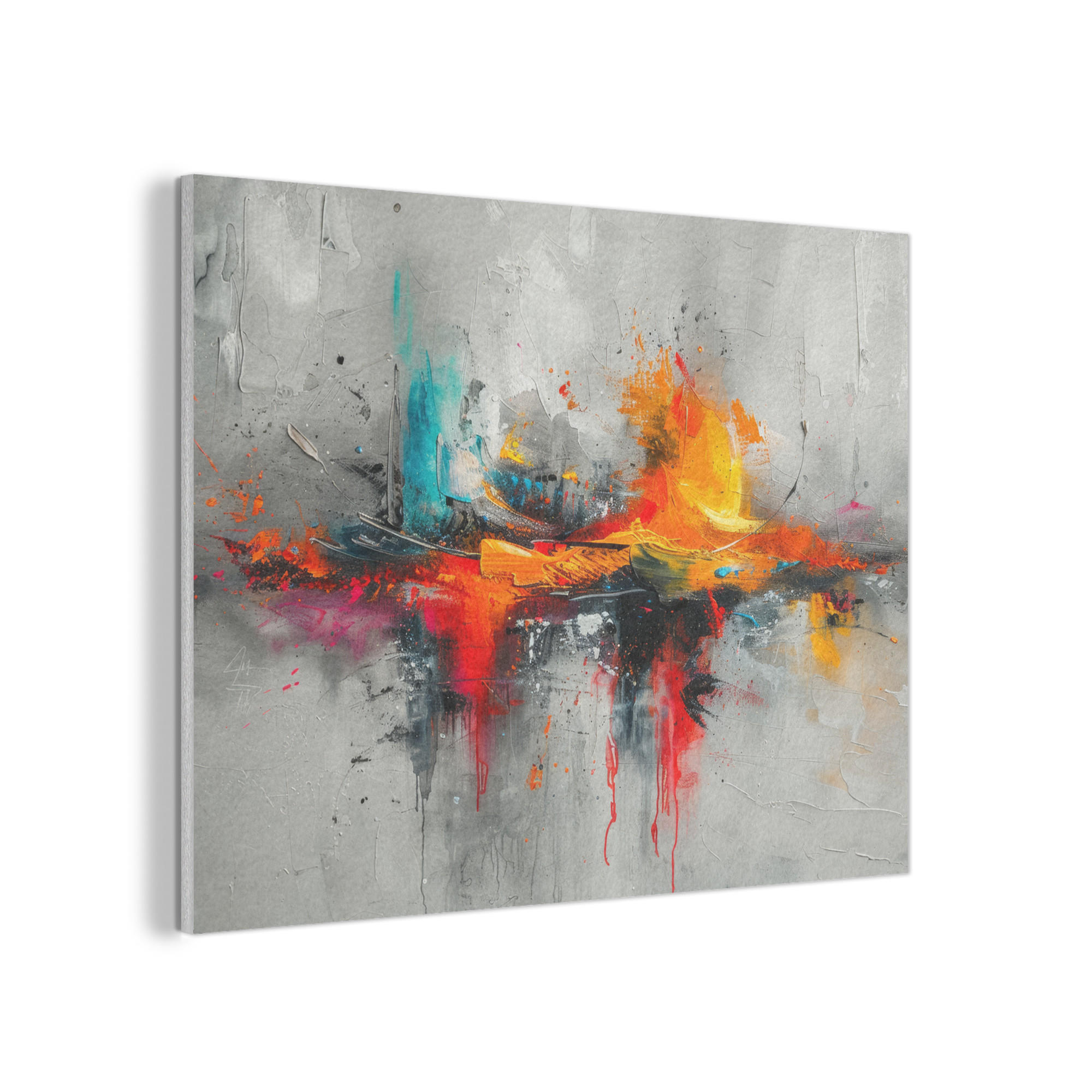 AKUSTIKPANEEL Moderne Kunst - Orange - Grau - Abstrakt 80x60 cm - Hellgrau, Textil (80/0.9/60cm) - MuchoWow
