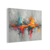 AKUSTIKPANEEL Moderne Kunst - Orange - Grau - Abstrakt 100x70 cm - Hellgrau, Textil (100/0.9/70cm) - MuchoWow