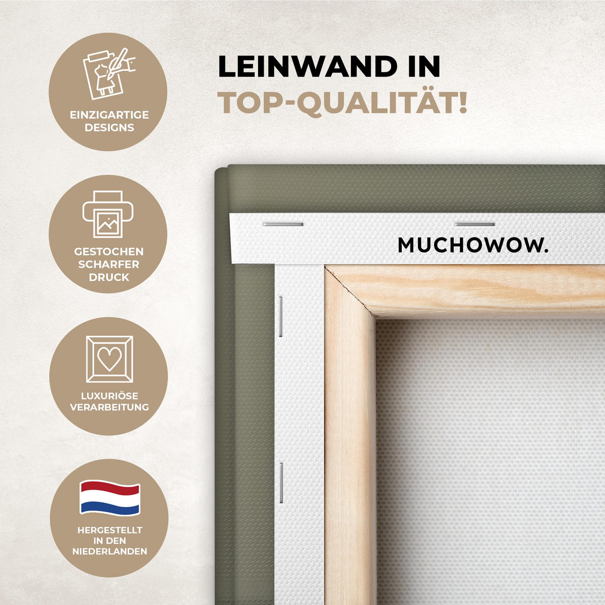 LEINWANDBILD Japandi - Grün - Abstrakt - Modern XXL 150x100 cm - Salbeigrün, Textil (150/100cm) - MuchoWow