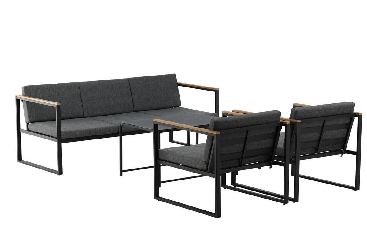 GARTENTISCHGRUPPE Schwarz - Schwarz, Holzwerkstoff - ebuy24