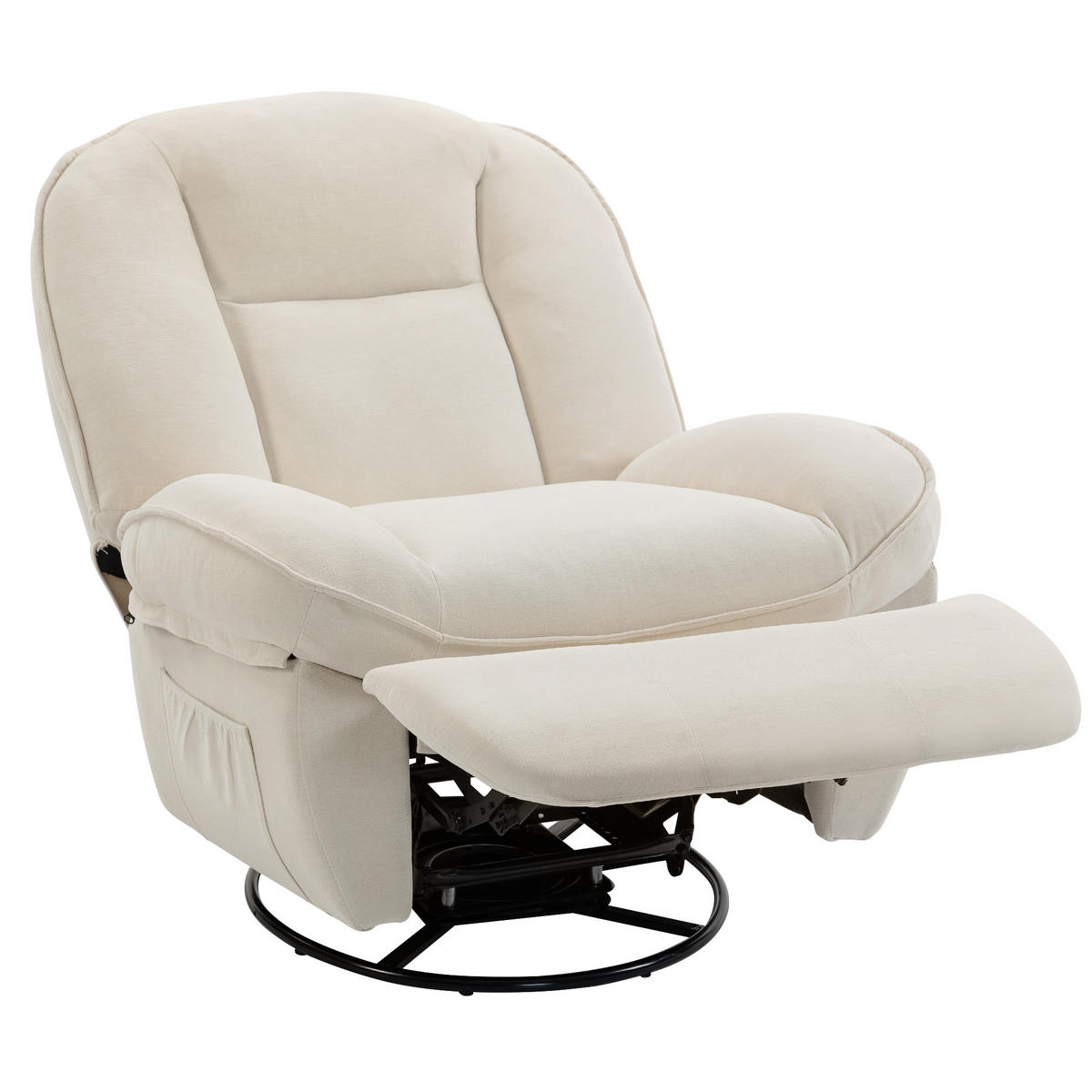 RELAXSESSEL DE-06437 Drehbarer Schaukel- und Liegestuhl, 155° neigbar Creme - Creme, Textil/Metall (91/104/93cm) - ComfortXL