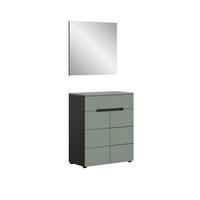 GARDEROBE Nova 2-tlg. (B/H/T: ca. 80/190/37 cm) in Basalt grau/Smoke Green - Grau, Holzwerkstoff (80/190/37cm)