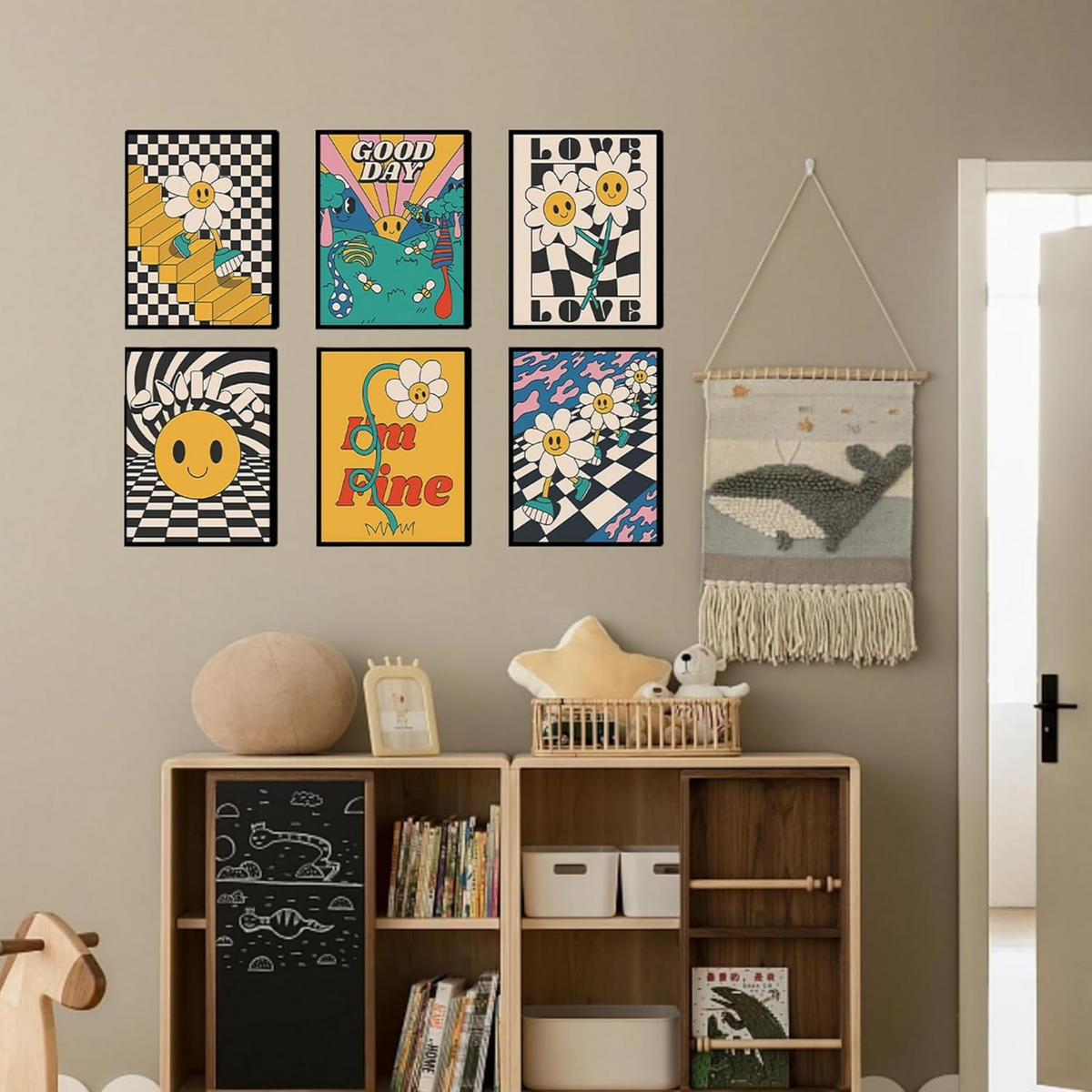 WANDDEKO Cartoon 21x29,7cm 6-teilig Set，rahmenlos - Orange, Textil (30/1cm) - Authentics