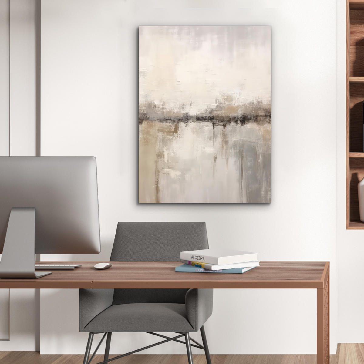 KOVOVÝ OBRAZ Moderné umenie - Abstraktné - Béžové 60x80 cm - béžová, kov (60/80cm) - MuchoWow