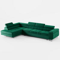 ECKSOFA VEMO NOVA Links Dunkelgrün Velours-Stoff mit Schlaffunktion und Bettkasten - Dunkelgrün, Textil (341/202cm) - Barchello