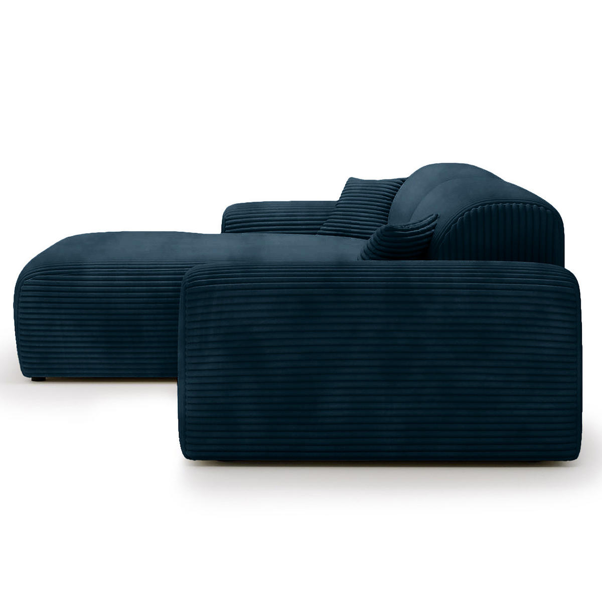 ECKSOFA mit Longchair - Cord - Blaugrau/Schwarz, Kunststoff/Textil (284/178cm) - home24