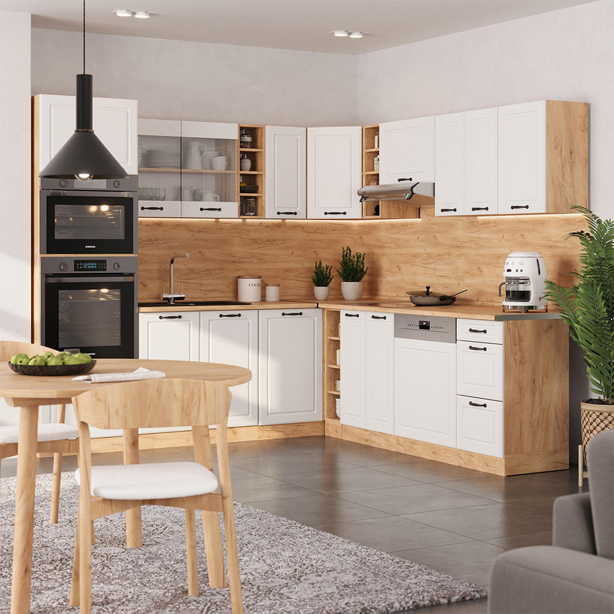 Honigeiche/Weiß, Holzwerkstoff (247/81.6/60cm) - Vicco