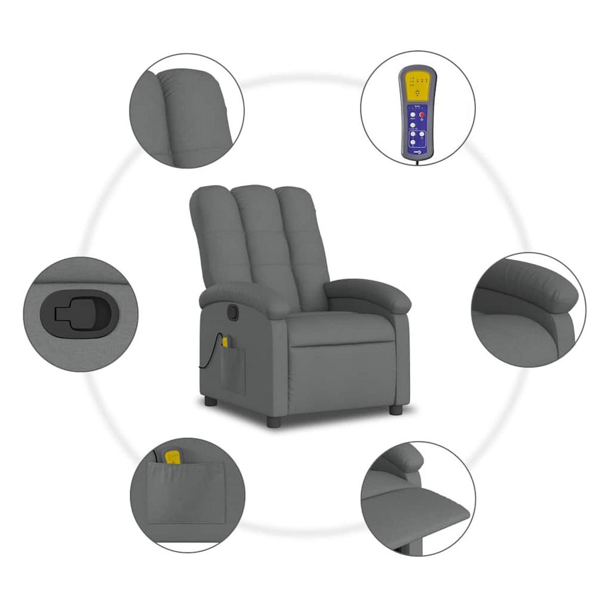 MASSAGESESSEL Dunkelgrau Stoff - Dunkelgrau, Textil (146.5/83.5/70cm) - vidaXL
