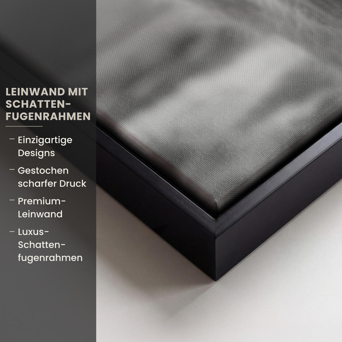 LEINWAND Bilder mit Rahmen - Schottischer Highlander - Nebel - Schwarz - Weiß - 50x50 - Grau, Textil (50/50cm) - MuchoWow