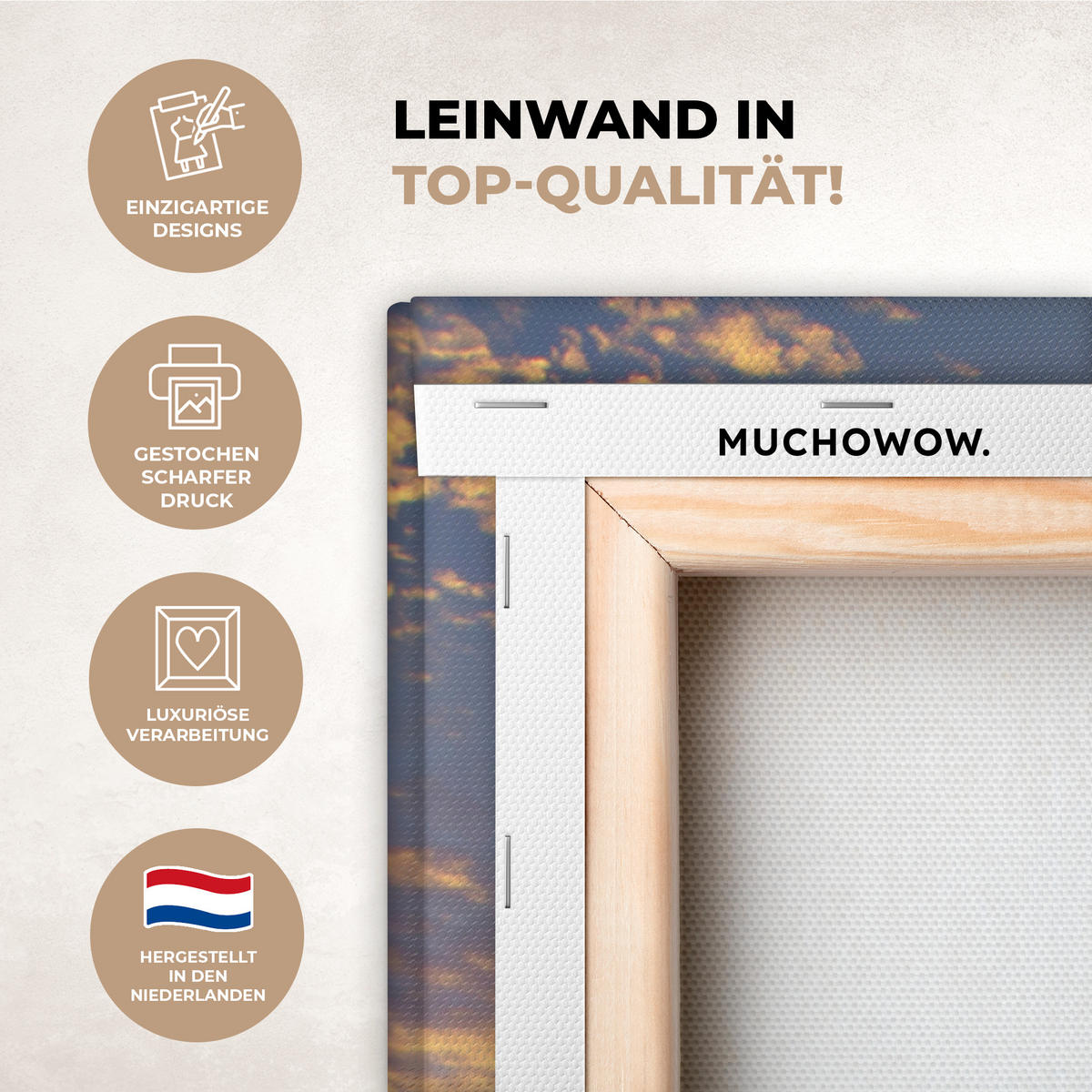 LEINWANDBILD Strand - Sonnenuntergang - Meer Deko XXL 80x120 cm - Gelb, Textil (80/120cm) - MuchoWow