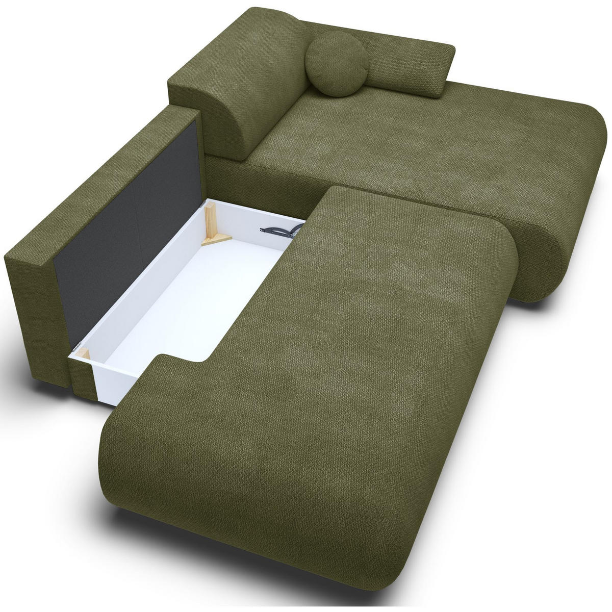 ECKSOFA Armone Olivgrün Chenille - Schwarz/Olivgrün, Kunststoff/Textil (173.5/286cm) - Selsey