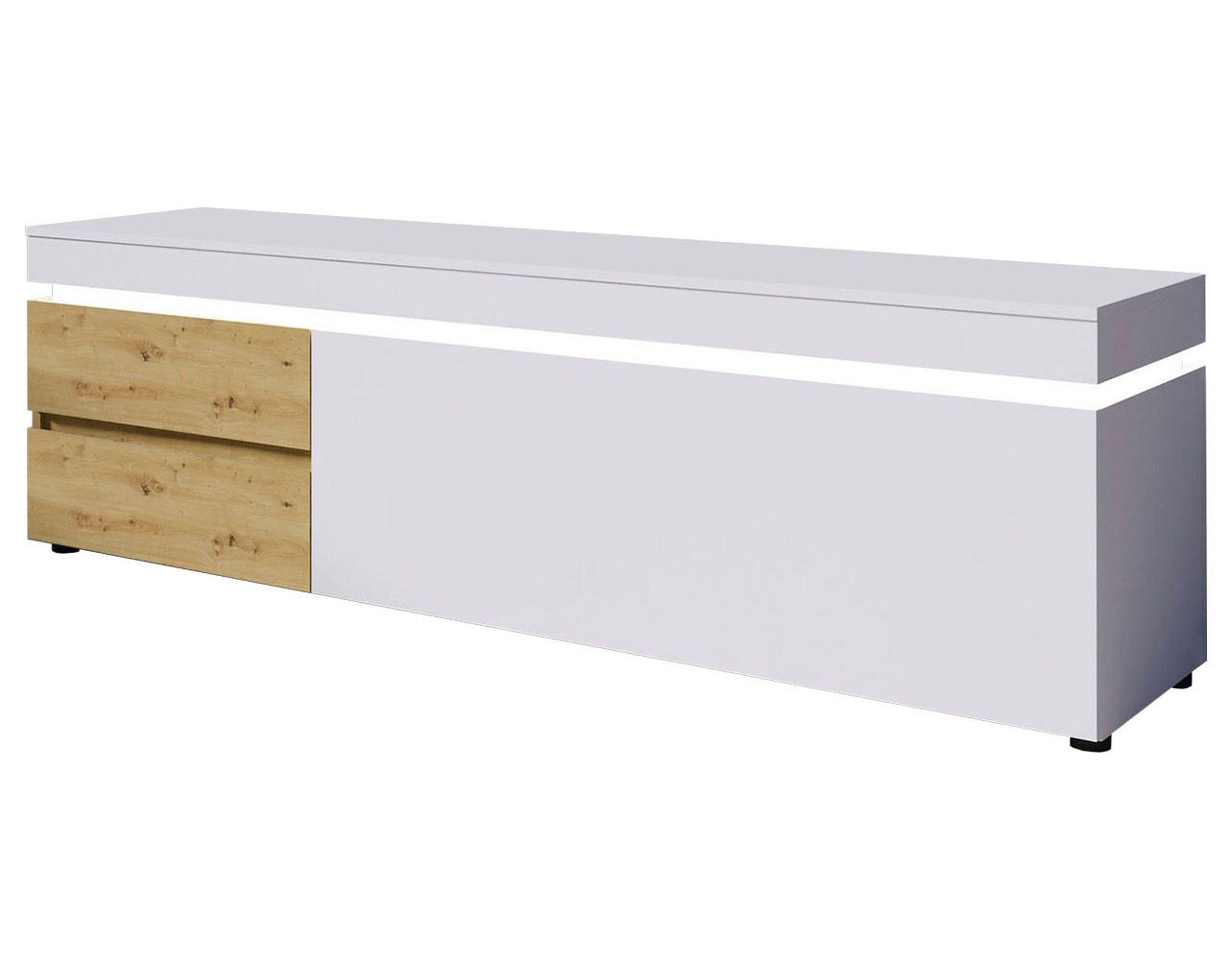 LOWBOARD Luci Eiche Artisan / weiß 180 / 48 / 56cm - Eichefarben/Weiß, Holz/Holzwerkstoff (180/56/48cm) - Feldmann-Wohnen