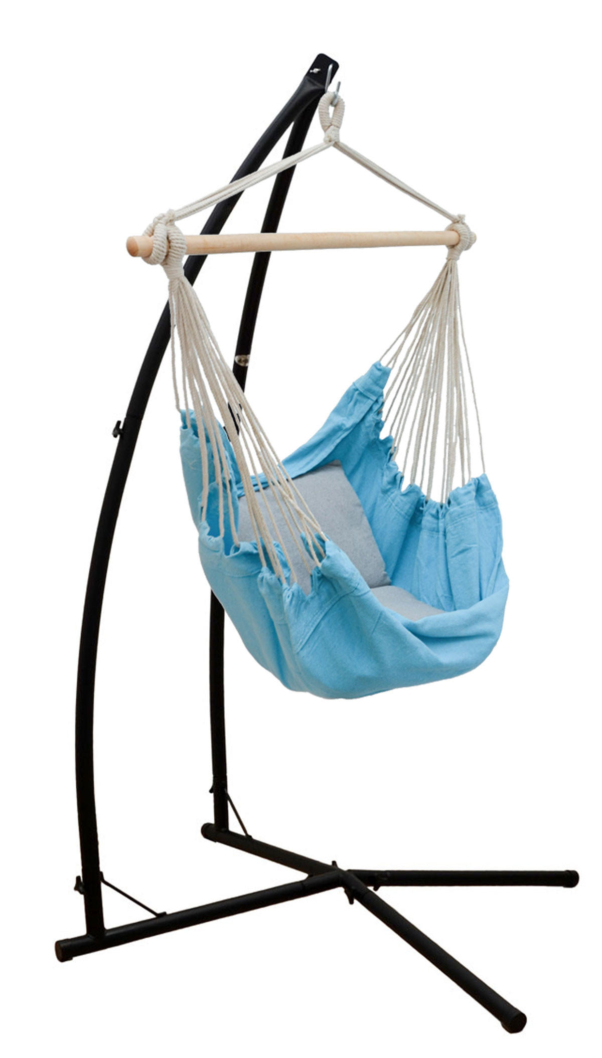 HÄNGESESSEL inkl. Gestell, bis 120kg, 216cm, Blau - Blau, Textil (110/215/110cm) - Amanka
