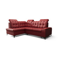 ECKSOFA KONGO RBN16, Eckcouch in L-Form mit Schlaffunktion, Farbe: Rot, Kunstleder, Ottomane Links - Rot, Textil (268/210cm) - O-Sofa