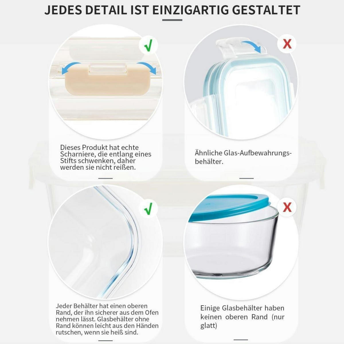 VORRATSBEHÄLTERSET Glas 10-teilig Cremeweiß - Multicolor, Glas (20.8/16.5/44cm)
