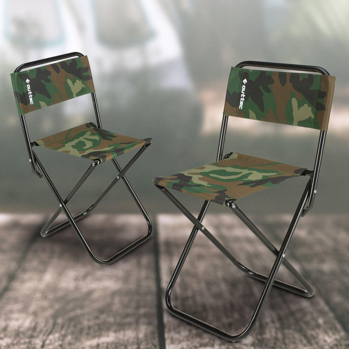 KLAPPSTUHL bis 100 kg - Dunkelgrün/Braun, Textil/Metall (35/58/35cm) - Outtec