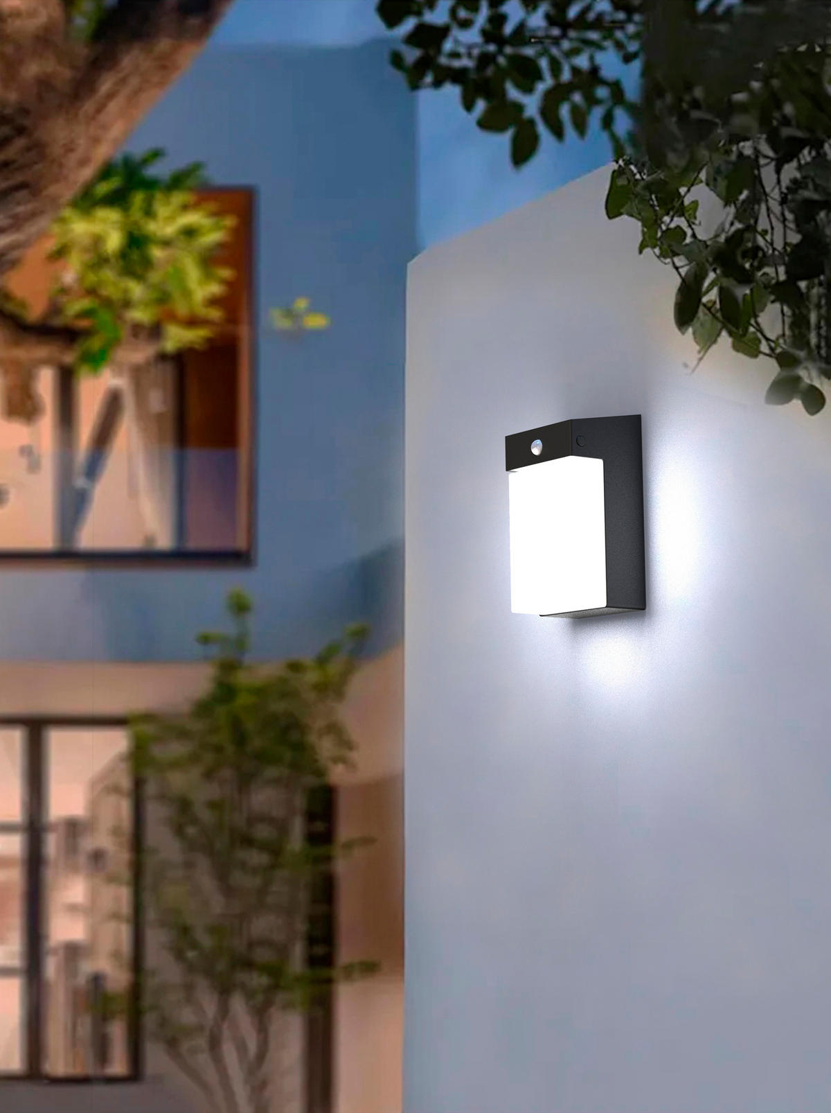 SOLAR-WANDLEUCHTE Outdoor mit Bewegungsmelder IP54 dimmbar - Schwarz, Metall (10/12.5/21cm) - Northpoint