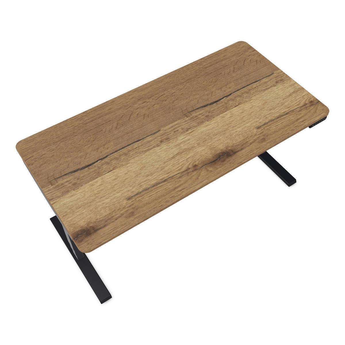 SCHREIBTISCH Elektrisch höhenverstellbarer Schreibtisch Y-Line Curved Eiche Tabak Schwarz 180/80/62-127cm - Eiche Wotan/Schwarz, Holzwerkstoff/Metall (80/180/127cm) - ASSMANN