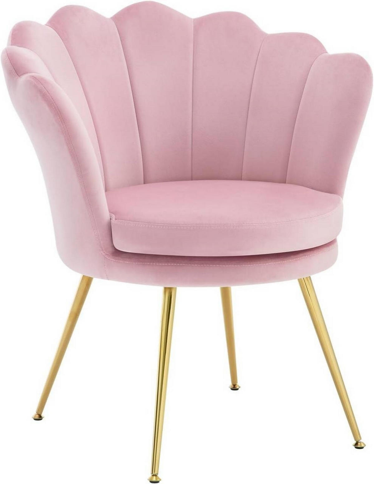 RELAXSESSEL Blumenform, Samtbezug, Rosa+Gold - Goldfarben/Rosa, Textil/Metall (68/75/62cm) - Woltu