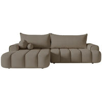 ECKSOFA Dandelino Dunkelbeige mit Samtbezug, links - Beige/Schwarz, Kunststoff/Textil (275/168cm) - Selsey