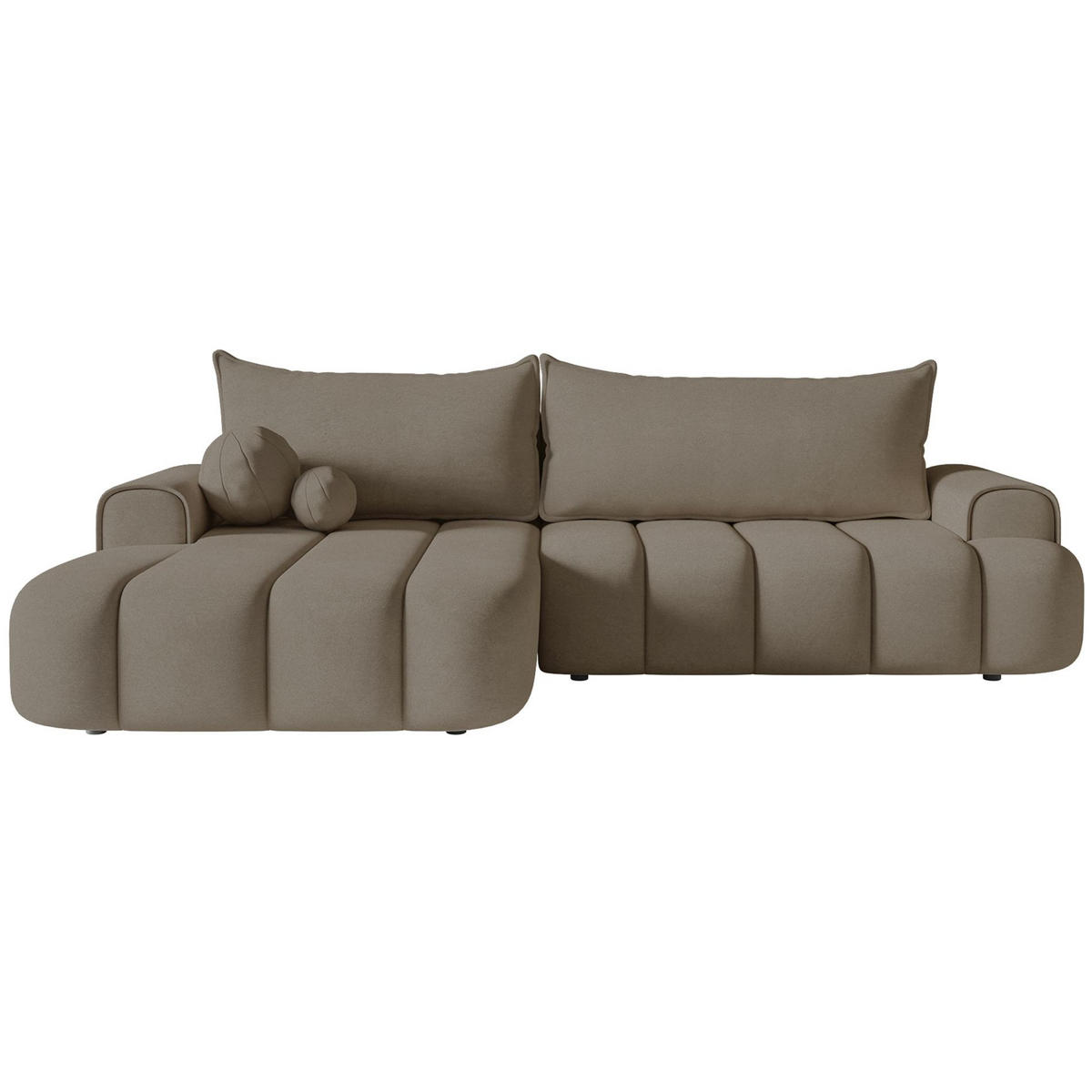 ECKSOFA Dandelino Dunkelbeige mit Samtbezug, links - Beige/Schwarz, Kunststoff/Textil (275/168cm) - Selsey