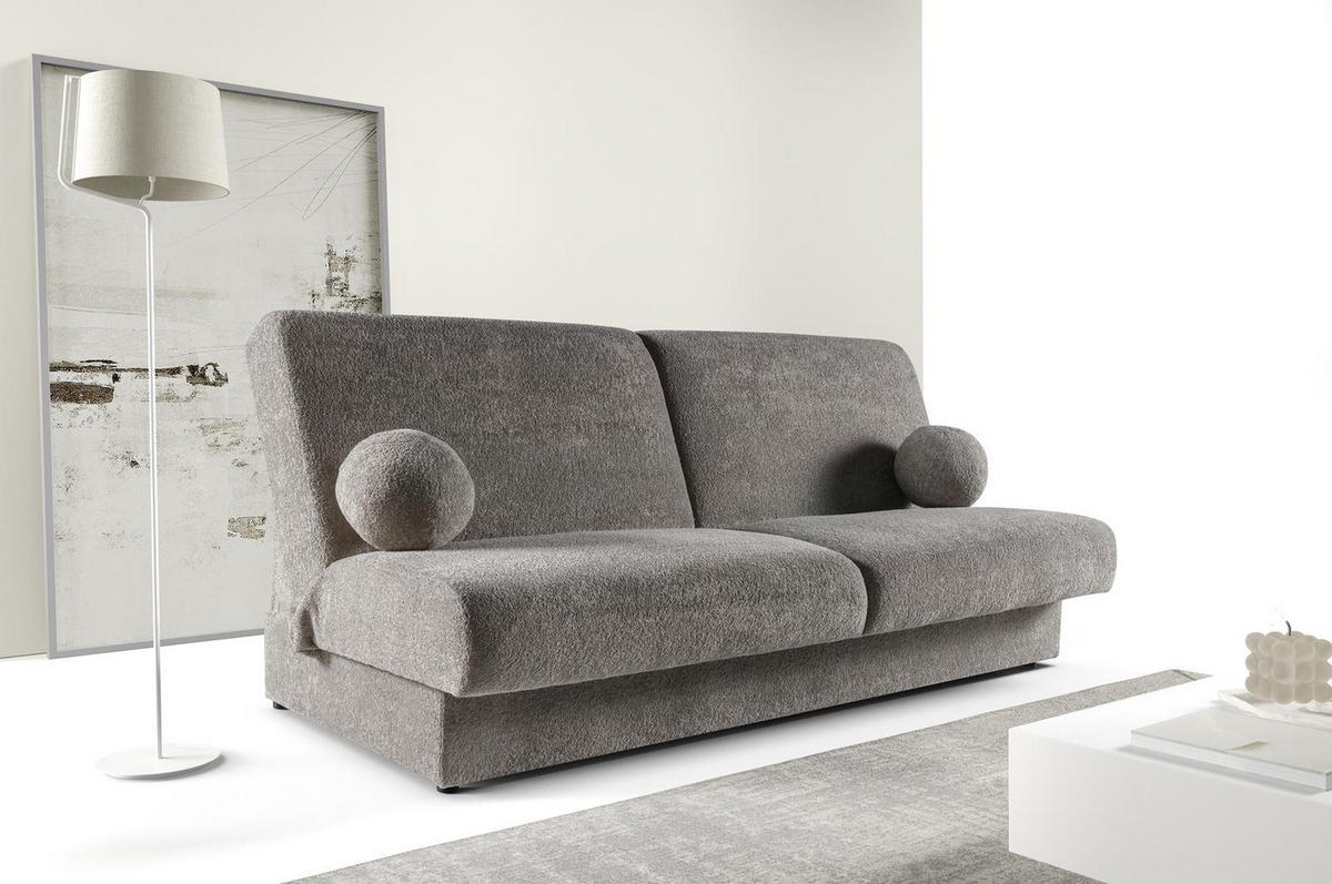SOFA Berg Grau, mit Schlaffunktion und Bettkasten - Grau, Holzwerkstoff (199/91/91cm)