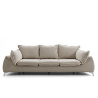3-SITZER Sofa MELANI 252 cm Velours Beige - Chromfarben/Beige, Holz/Textil (252/90/88cm) - Muffo