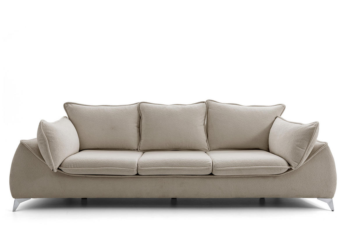 3-SITZER SOFA MELANI elegant Stillvoll Polstersofa 252 cm - Beige, Holz (252/90/88cm) - Muffo