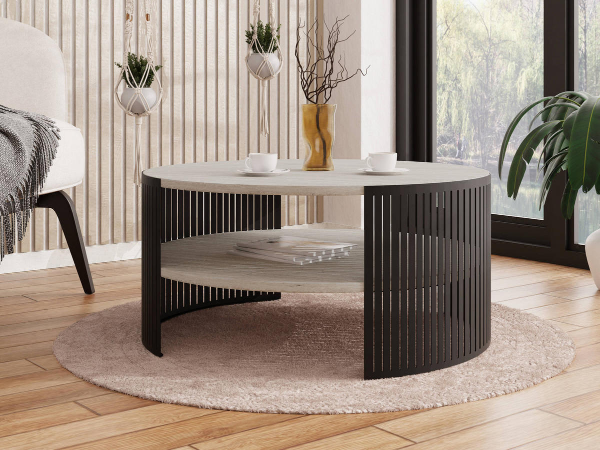 COUCHTISCH Fikoli - Taupe/Schwarz, Holzwerkstoff/Metall (75/75/40cm) - MIRJAN24