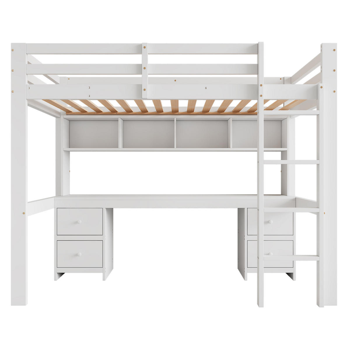 HOCHBETT 90/200 cm Weiß mit Schreibtisch und Stauraum - Weiß, Holz (90/200cm) - Flora Grace