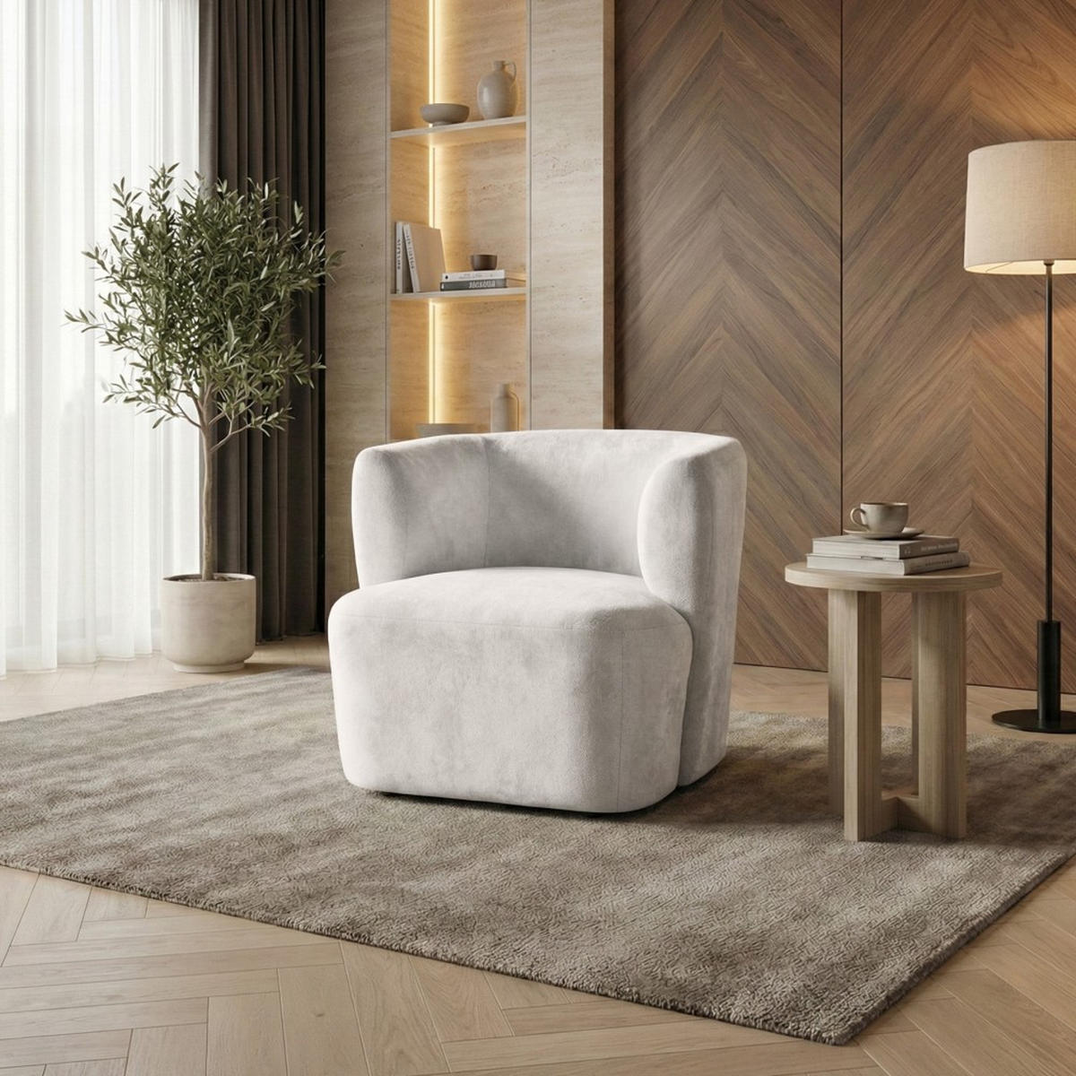 SESSEL Nori beige velour - Beige/Schwarz, Kunststoff/Textil (75/68/72cm) - Beautysofa