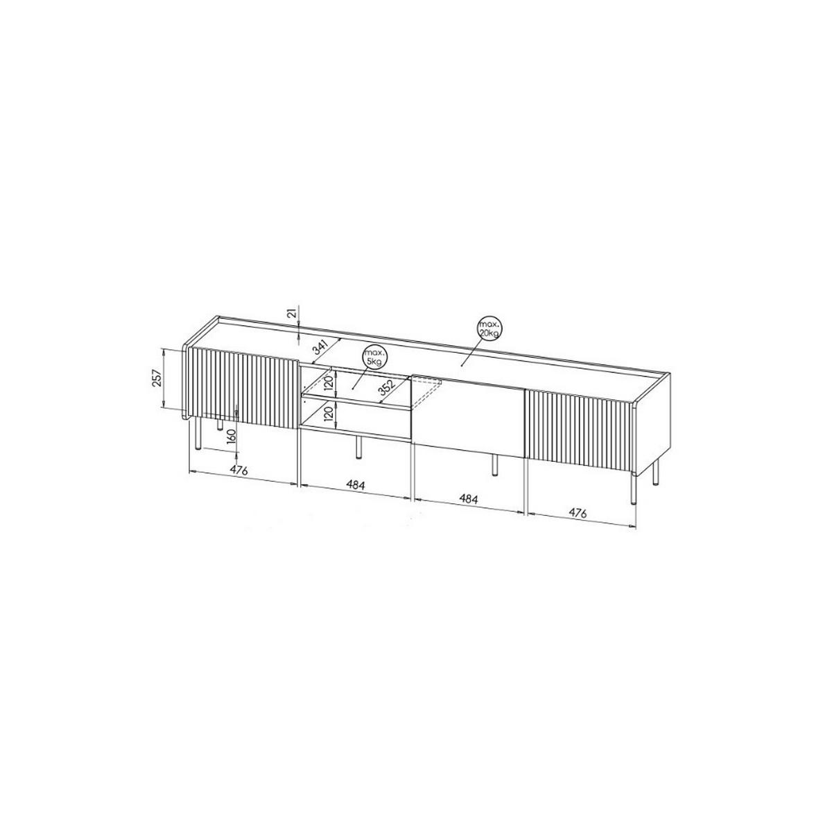 LOWBOARD KREON 200/47,1/40 cm, Braun - Schwarz/Braun, Holzwerkstoff (200/47.1/40cm) - MASSENO