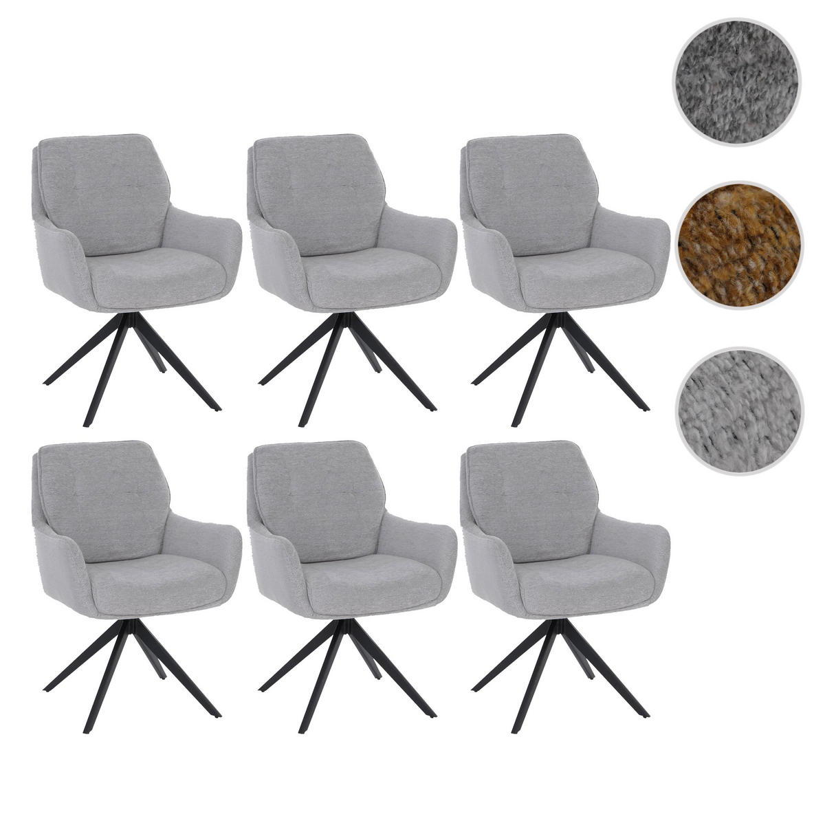 ESSZIMMERSTUHL Hellgrau 6er-Set - Hellgrau, Metall (61/88/61cm) - MCW