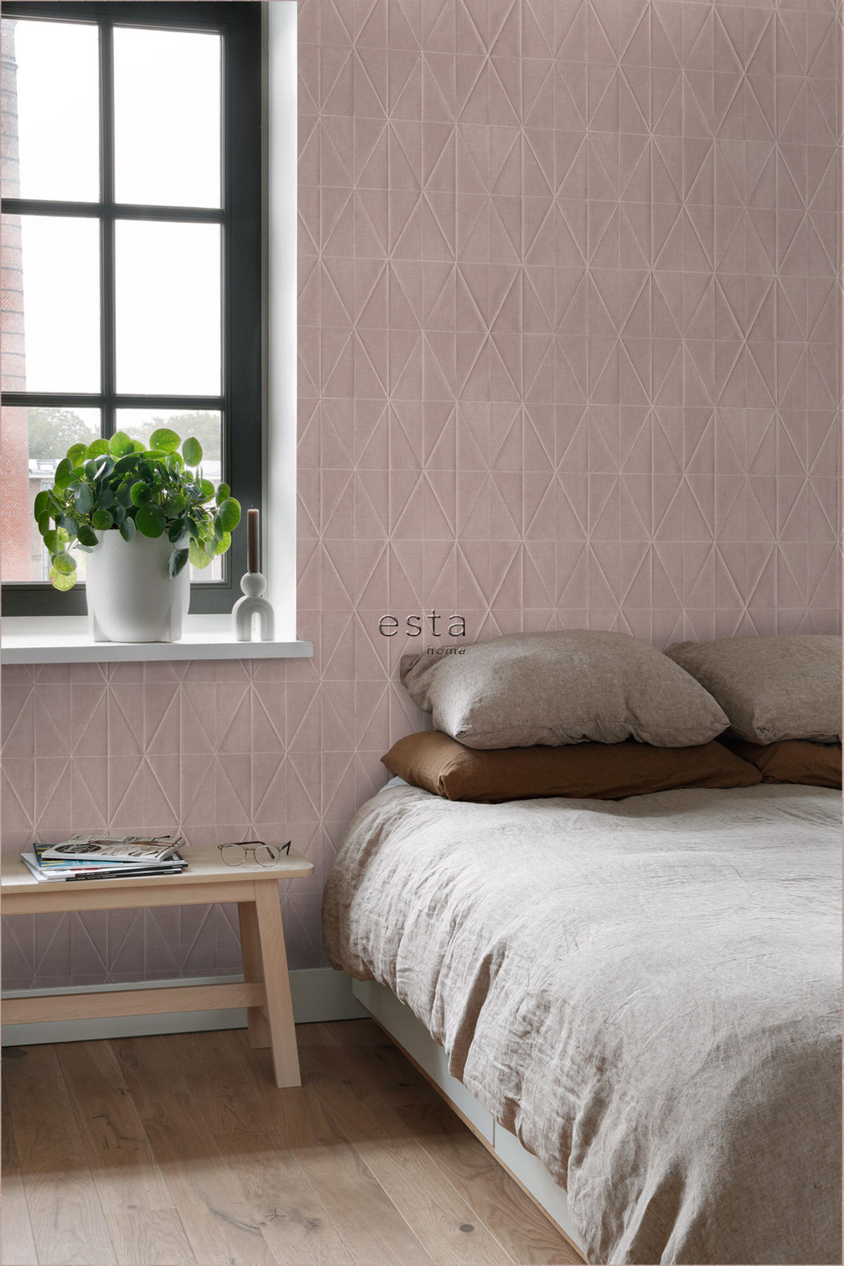 TAPETE Origami-Muster 53 cm x 10.05 m - Pink, Papier (53/1000cm) - ESTAhome