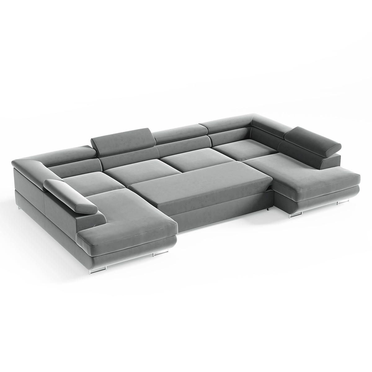 PANORAMASOFA Lyam 5 Sitzplätze Grau - Grau, Holzwerkstoff (335/72/201cm) - Petits-meubles