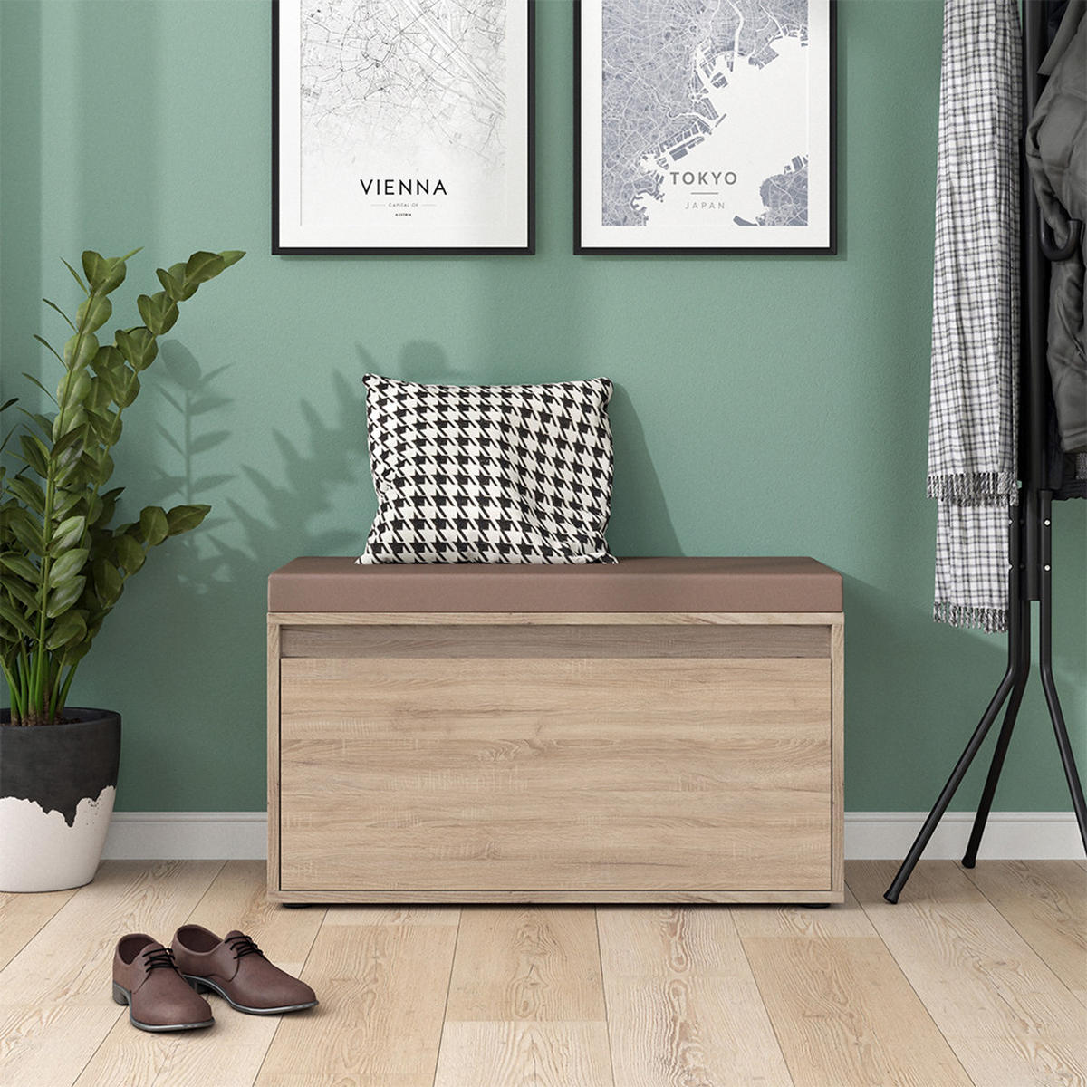 BOTNÍK S LAVICÍ Iker Sonoma - Sonoma dub, kompozitní dřevo (80/45/39cm) - Vicco