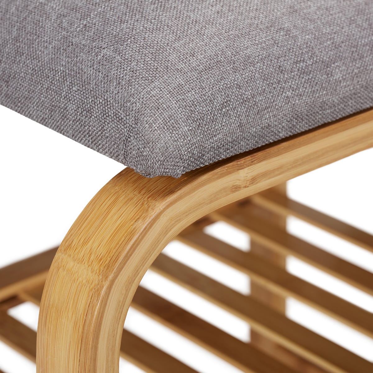 SCHUHBANK - Hellbraun, Holz/Textil (69/46/30cm) - Relaxdays