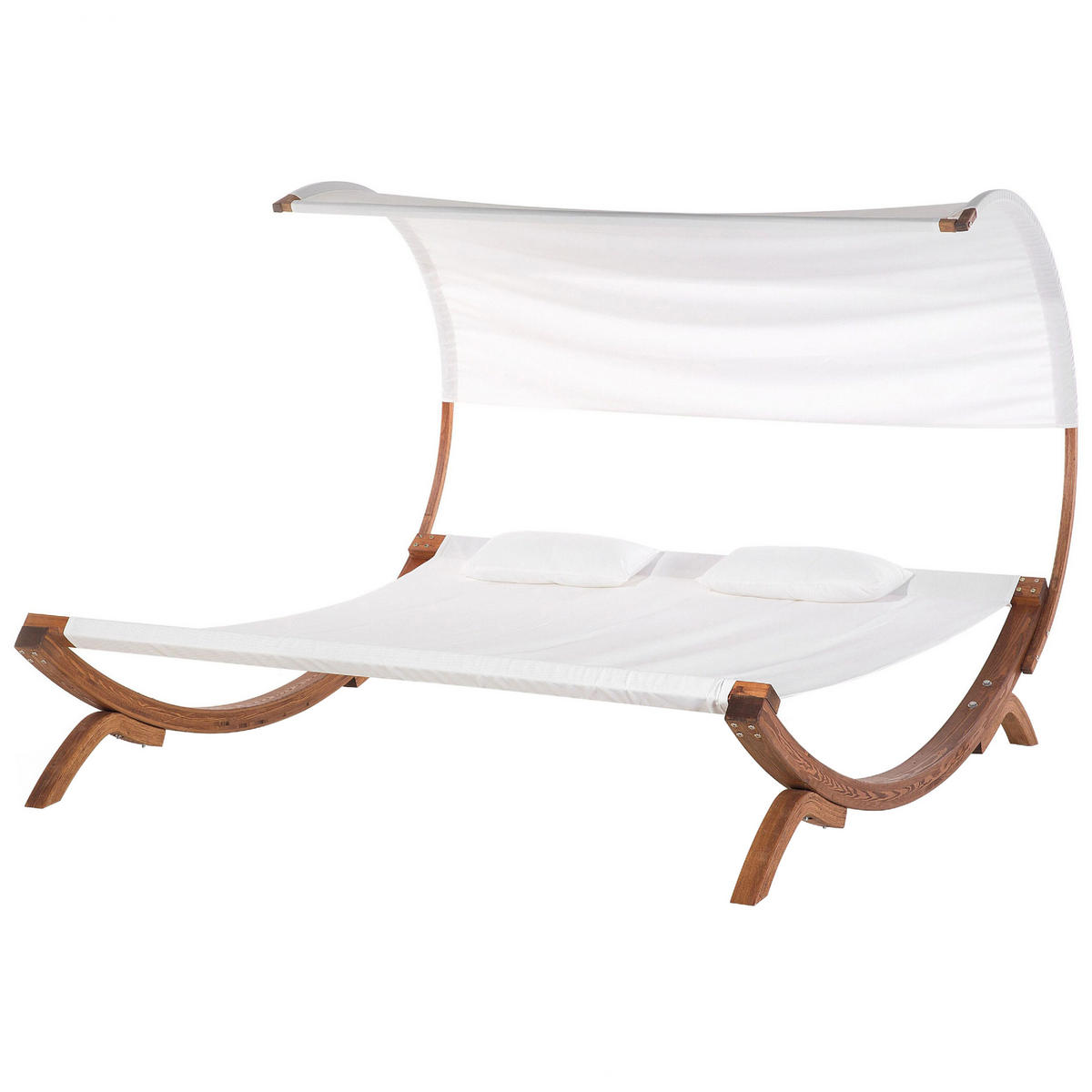GARTENLIEGE weiß Teramo - Weiß, Textil (205/160/225cm) - Beliani
