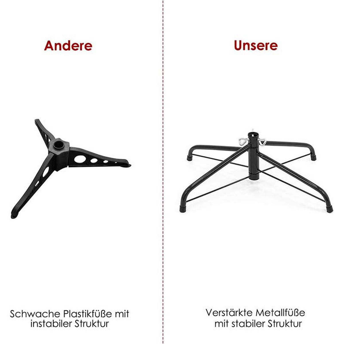 WEIHNACHTSBAUM mit Metallständer 240cm Weiß - Weiß, Metall (240cm) - COSTWAY