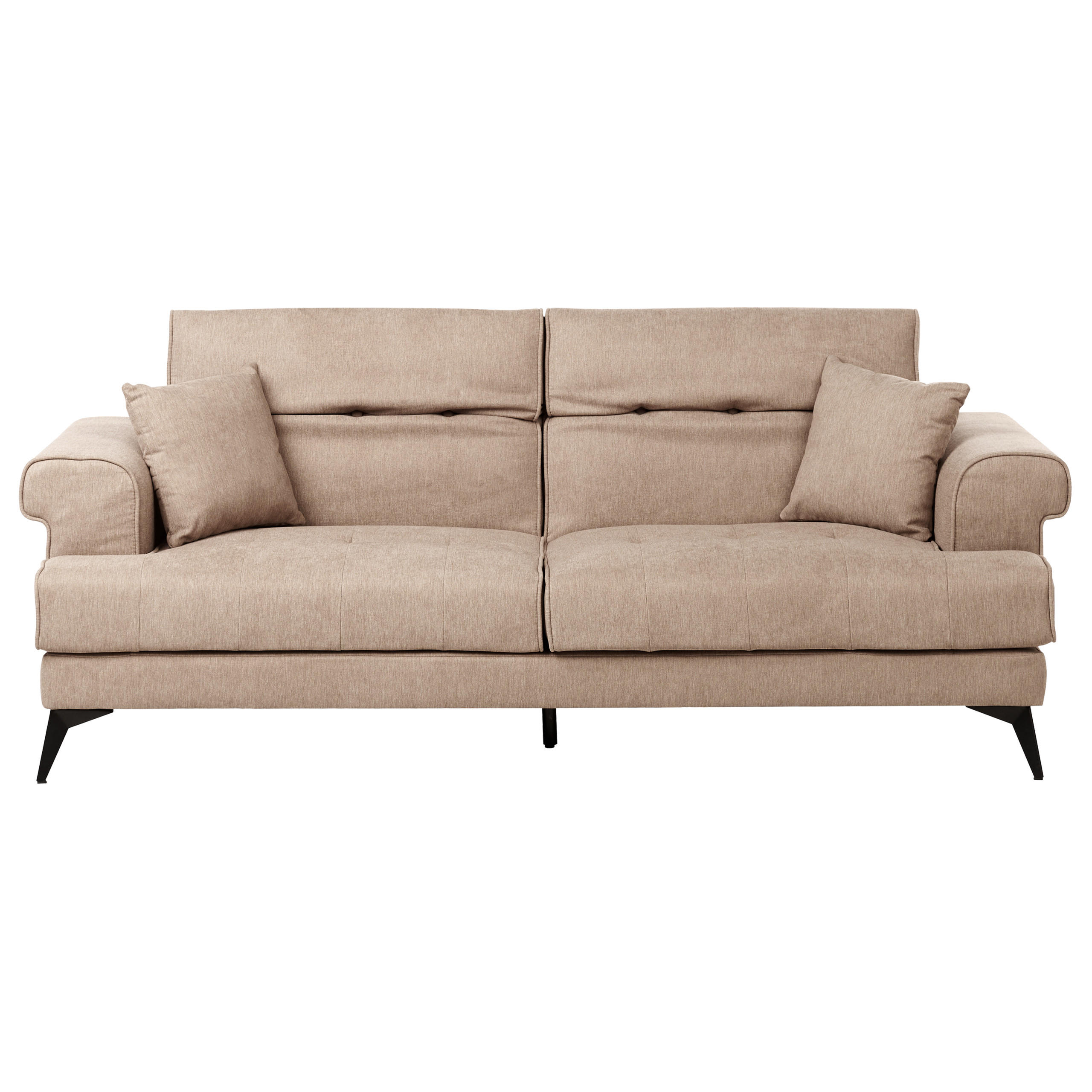 3-SITZER-SOFA Stoff Hellbraun Skive - Hellbraun, Textil (214/88/85cm) - Beliani