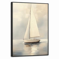 LEINWAND Bilder mit Rahmen - Segelschiff - Meer - Bewölkt - 70x100 - Creme, Textil (70/100cm) - MuchoWow