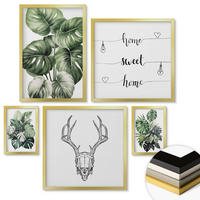 WANDBILDER 5er Set - 50x50 cm & 20x30 cm & 40x60 cm Goldrahmen - Ausblicke auf Berge, Flüsse und Wasserfälle - Goldfarben, Kunststoff (40/60cm) - ArtPrintCave