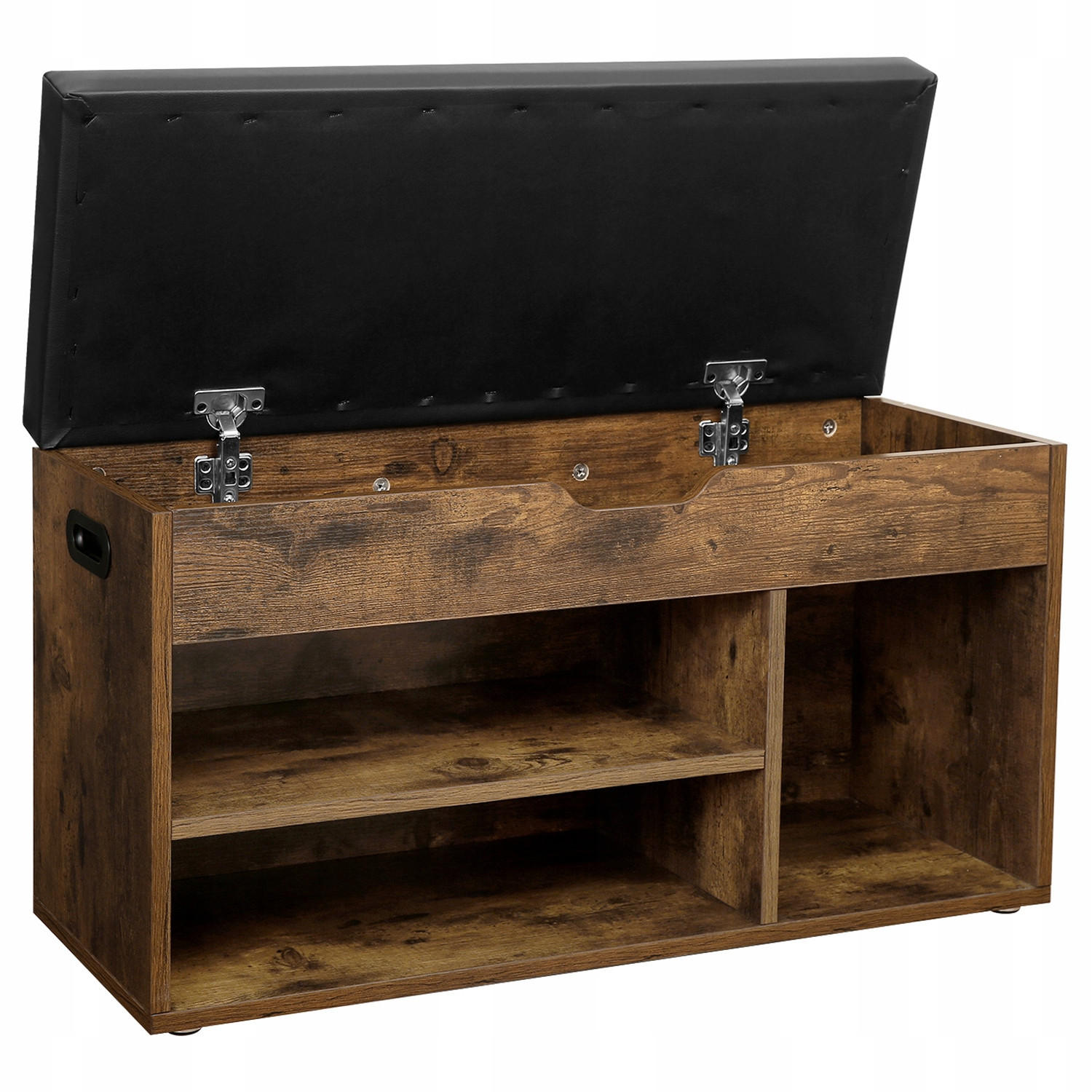 SCHUHSCHRANK mit Schublade und Sitzfläche - Schwarz/Braun, Leder/Holz (80/44/30cm) - VASAGLE