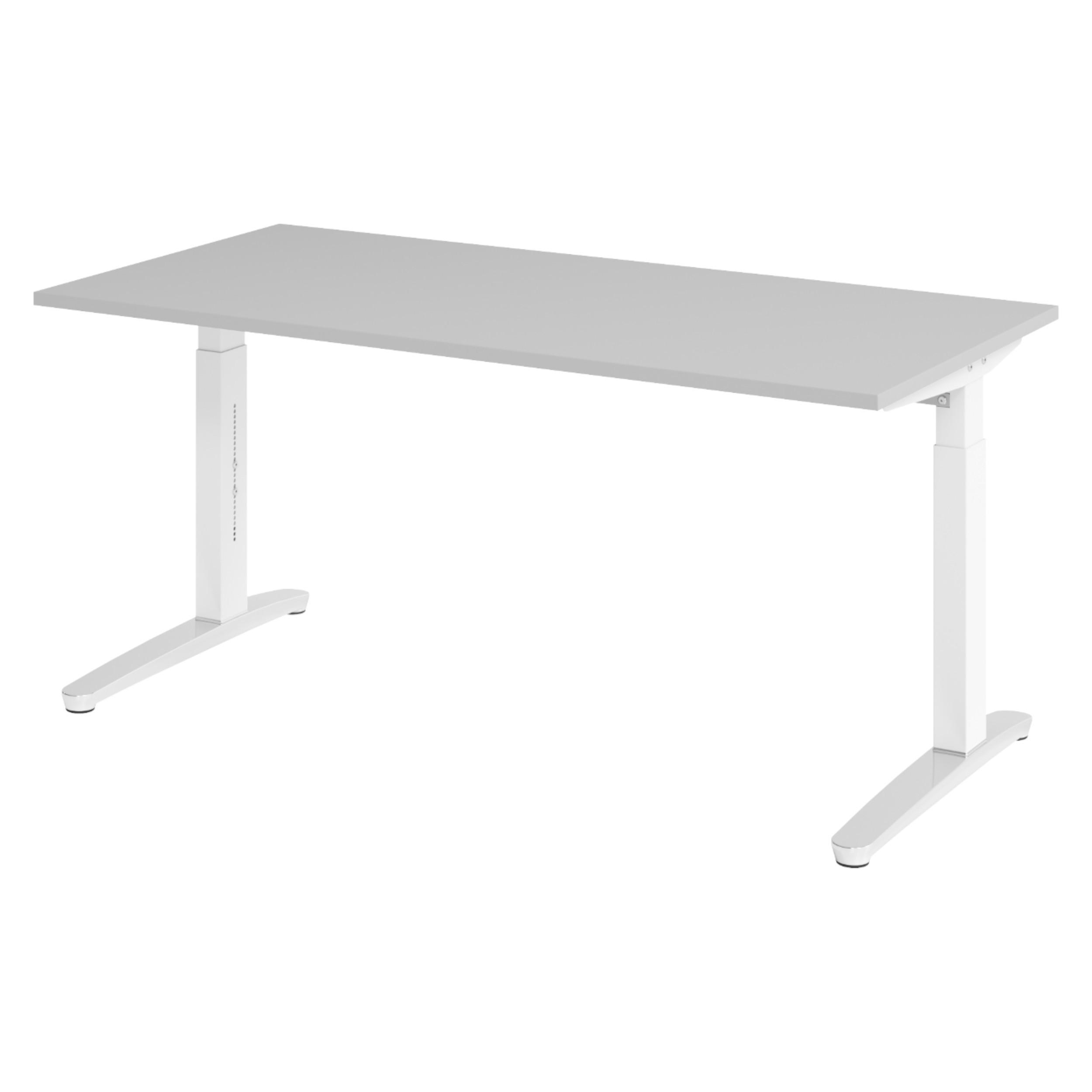 SCHREIBTISCH Serie-XB 80/160/74 cm in Grau/Weiß/Alu poliert - Weiß/Grau, Holzwerkstoff (80/160/74cm) - bümö