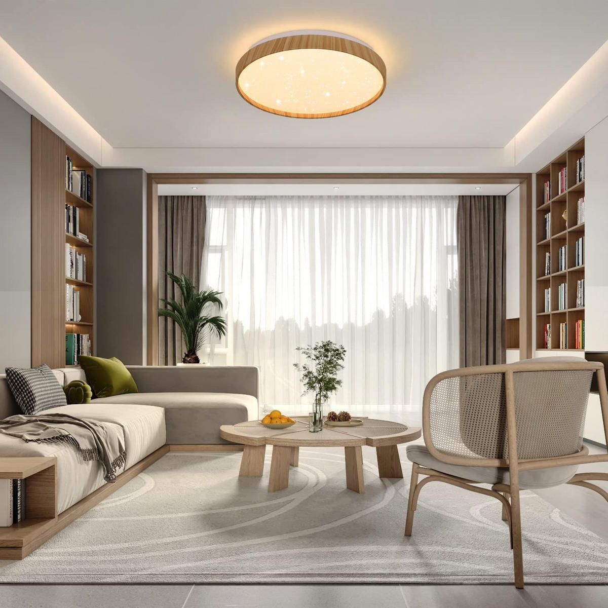 LED stropní svítidlo Lukas 40/40/6 cm - hnědá, kov (40/40/6cm) - Nettlife
