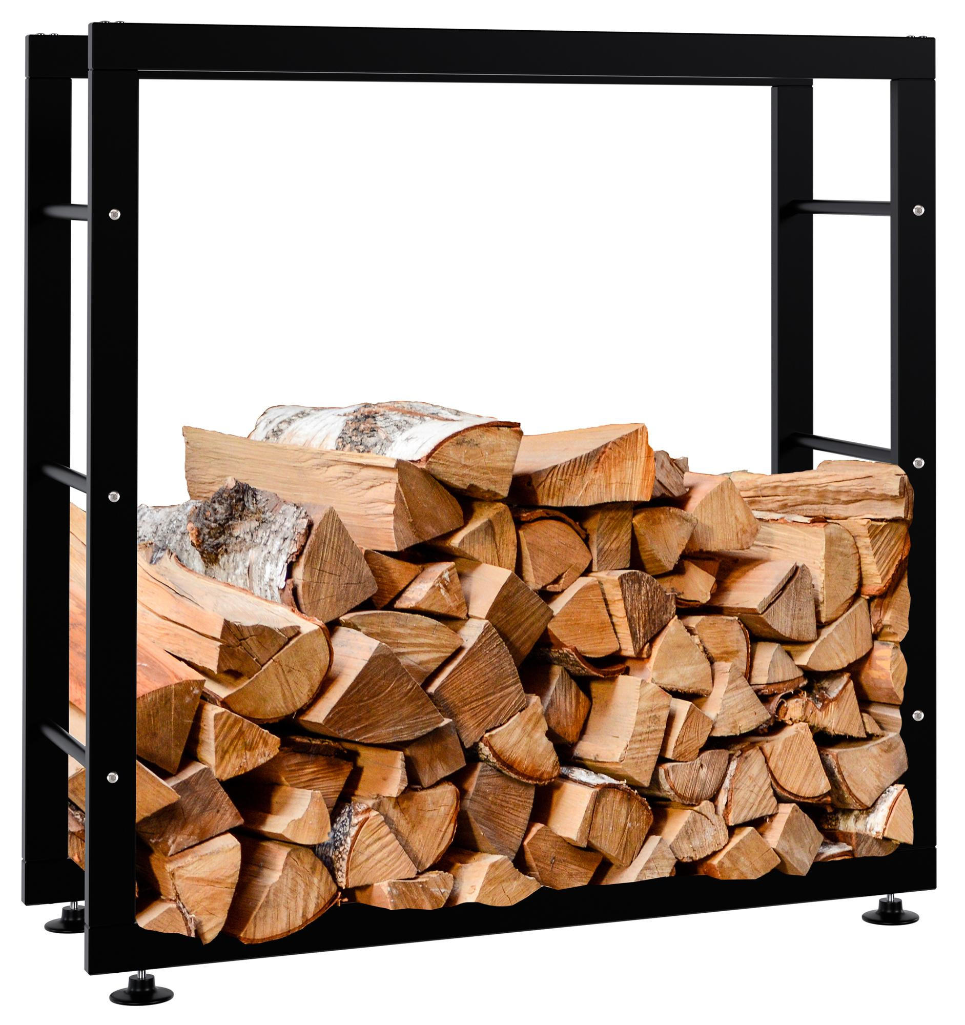 CLP Kaminholzregal Schwarz 80x80x25 cm