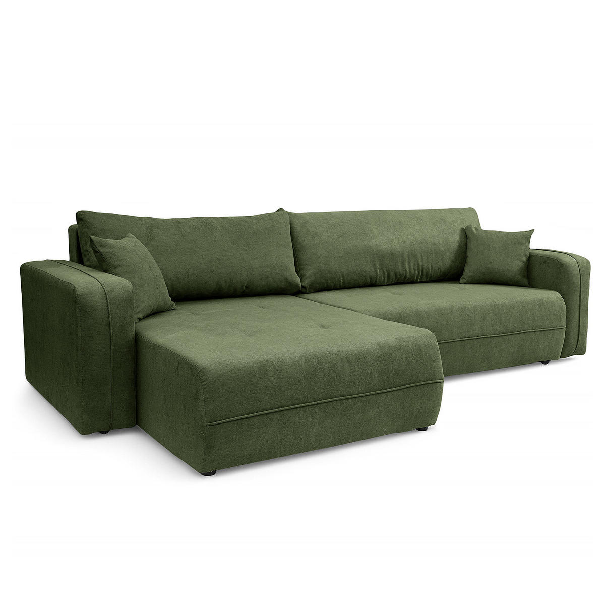 ECKSOFA mit Schlaffunktion - 272 cm - Schwarz/Grün, Kunststoff/Textil (272/145cm) - home24
